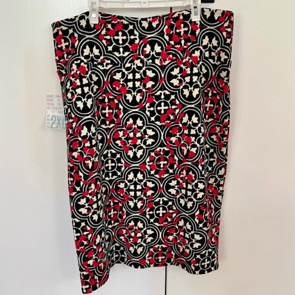 LuLaRoe Black, White, and Pink 'Cassie' Pencil Skirt, New - Picture 1 of 3